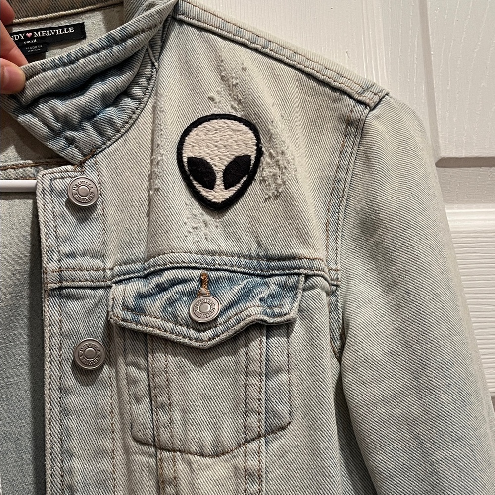 Bleached Denim Jacket With Alien Patch - image 3